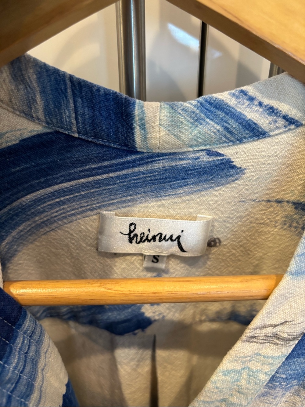 Claire Heinui Blue Brushstroke Print Samira Dress with Belt - Picture 4 of 5